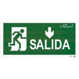 EXTINGUIDOR INCENDIO CARTEL SALIDA FLECHA ABAJO 15X30