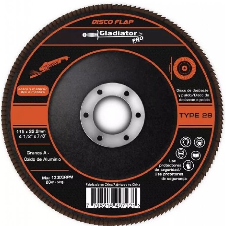 DISCO FLAP P/METAL IMPORTADO 4'1/2 -GRANO 40 GLADIADOR