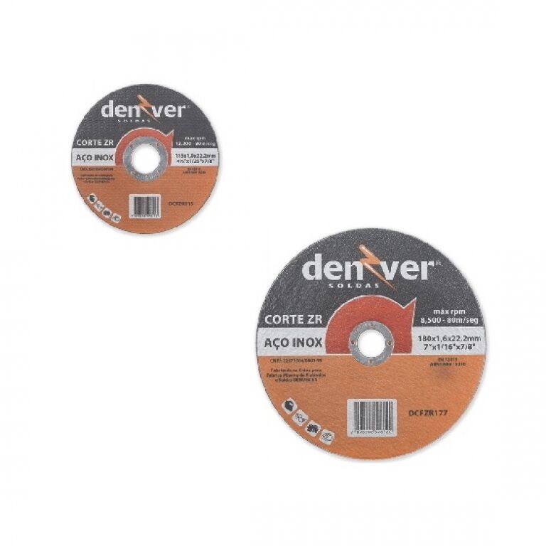 DISCO CORTE METAL ACERO INOX. 4 1/2 X 1 X 22 DENVER ZR