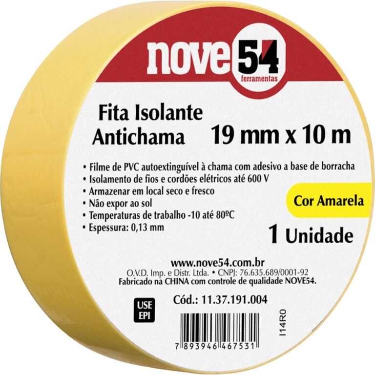 CINTA AISLADORA NOVE 54 AMARILLA 10 MTS