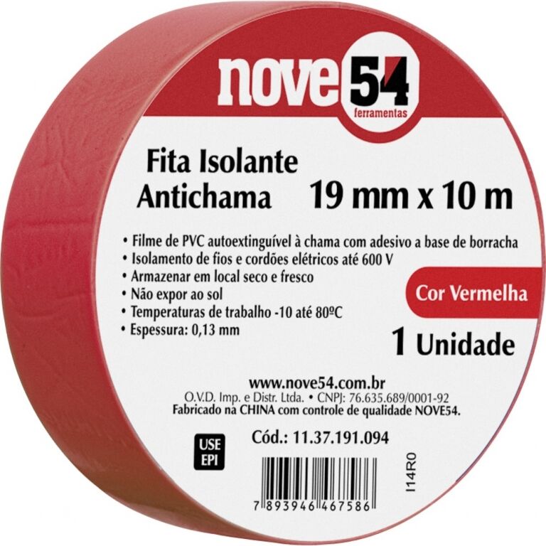 CINTA AISLADORA NOVE 54 ROJA 10 MTS